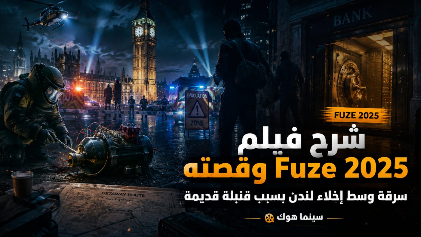 بوستر فيلم Fuze 2025 يعرض مشاهد من سرقة وسط إخلاء لندن بسبب قنبلة قديمة
